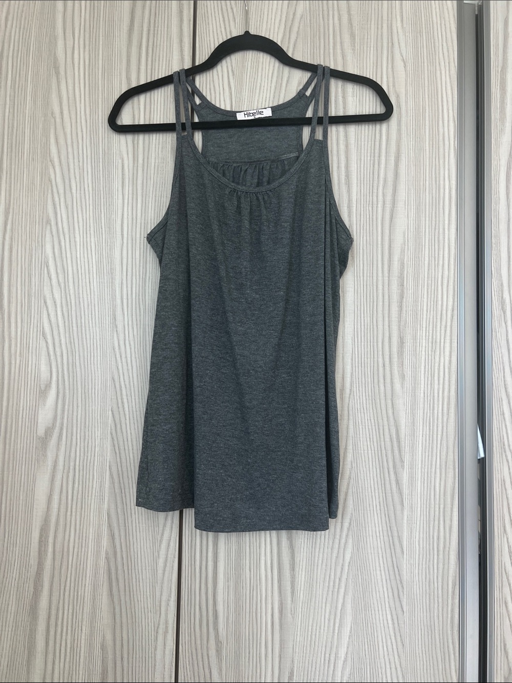Dark Gray Double-Strap Scoop Neck Tank Top